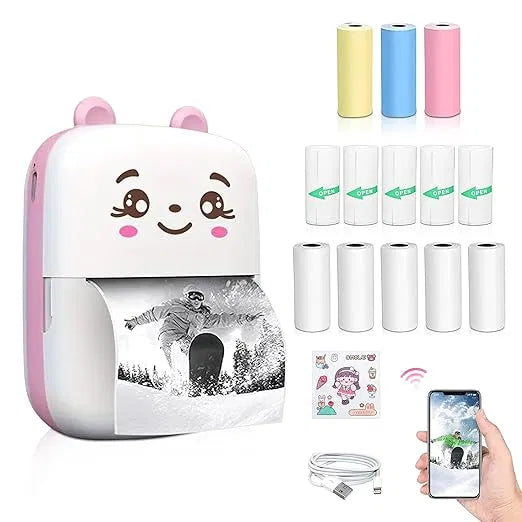 Bluetooth Mini Inkless Wireless Thermal Printer (Black & White)